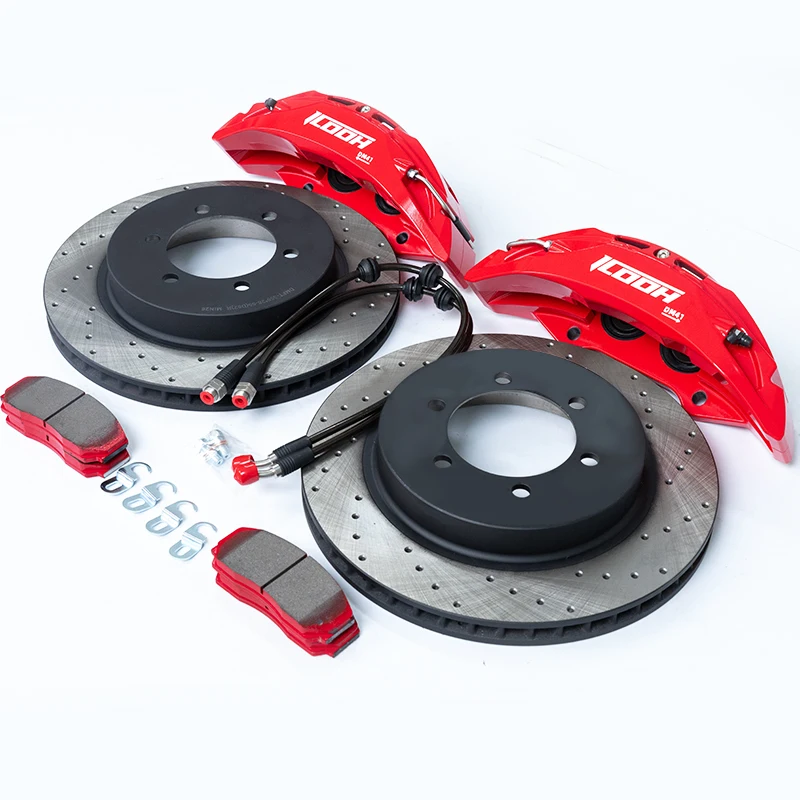 Kit Rem Besar ICOOH 4 Piston Performa Tinggi DM4 355MM Kit Rem Ukuran Rotor untuk Ferrari Ford Mazda PORSCHE Hub 18 Inci
