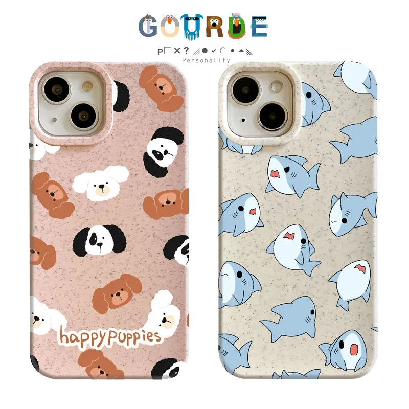 Gourde Simple Cute Casing Shark Dog Cartoon Phone Case for Iphone 16 15 14 13 12 11 Pro Max IP 7 8 Plus Iphon X XS XR Xs Max