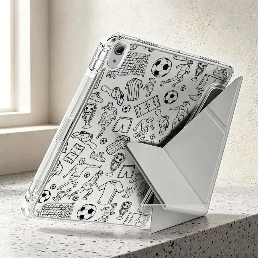 Tablet Case For Samsung Galaxy Tab A11 S7 FE S9 Plus A9 Plus A8 S8 S10 Lite With Pen Slot Cover Black White Football Print