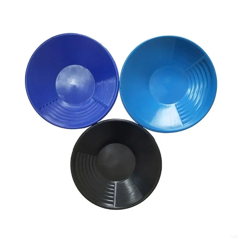 X37E Outdoor 15 inches Plastic Gold Basin Nugget Mining Pan Gold Pan with Dual Riffles for Gold Prospecting