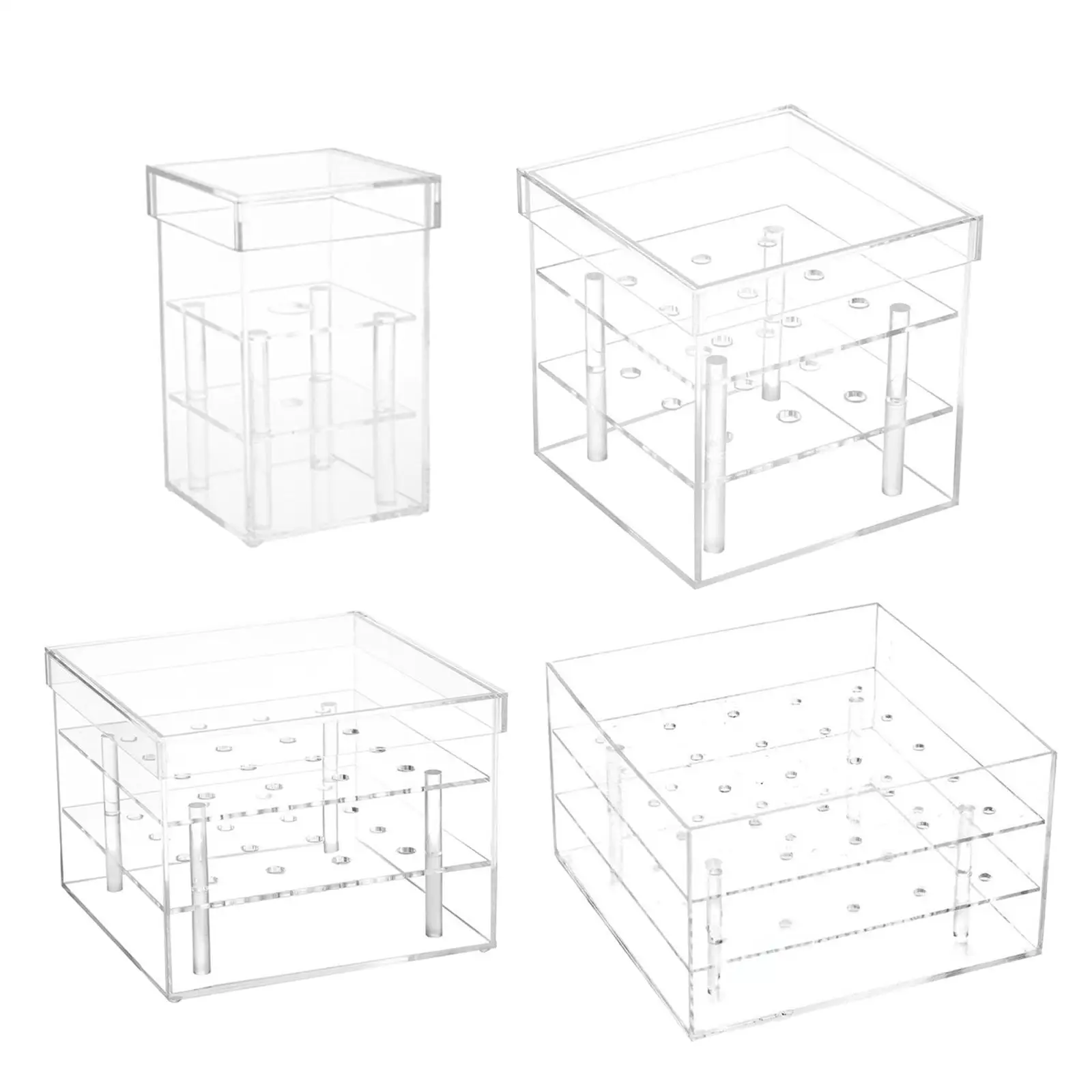 Clear Acrylic Flower Pot Holder 2 Tier Removable Panel Vase for Fresh Flowers Storage Box Case Home Office Table Decor