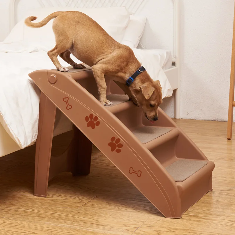 

Pet Supplies Beige Folding Dog Ladder Plastic Non-slip Sofa Bunk Bed Cat Climbing LadderSteps Dog Stairs Foldable Pet Ladder