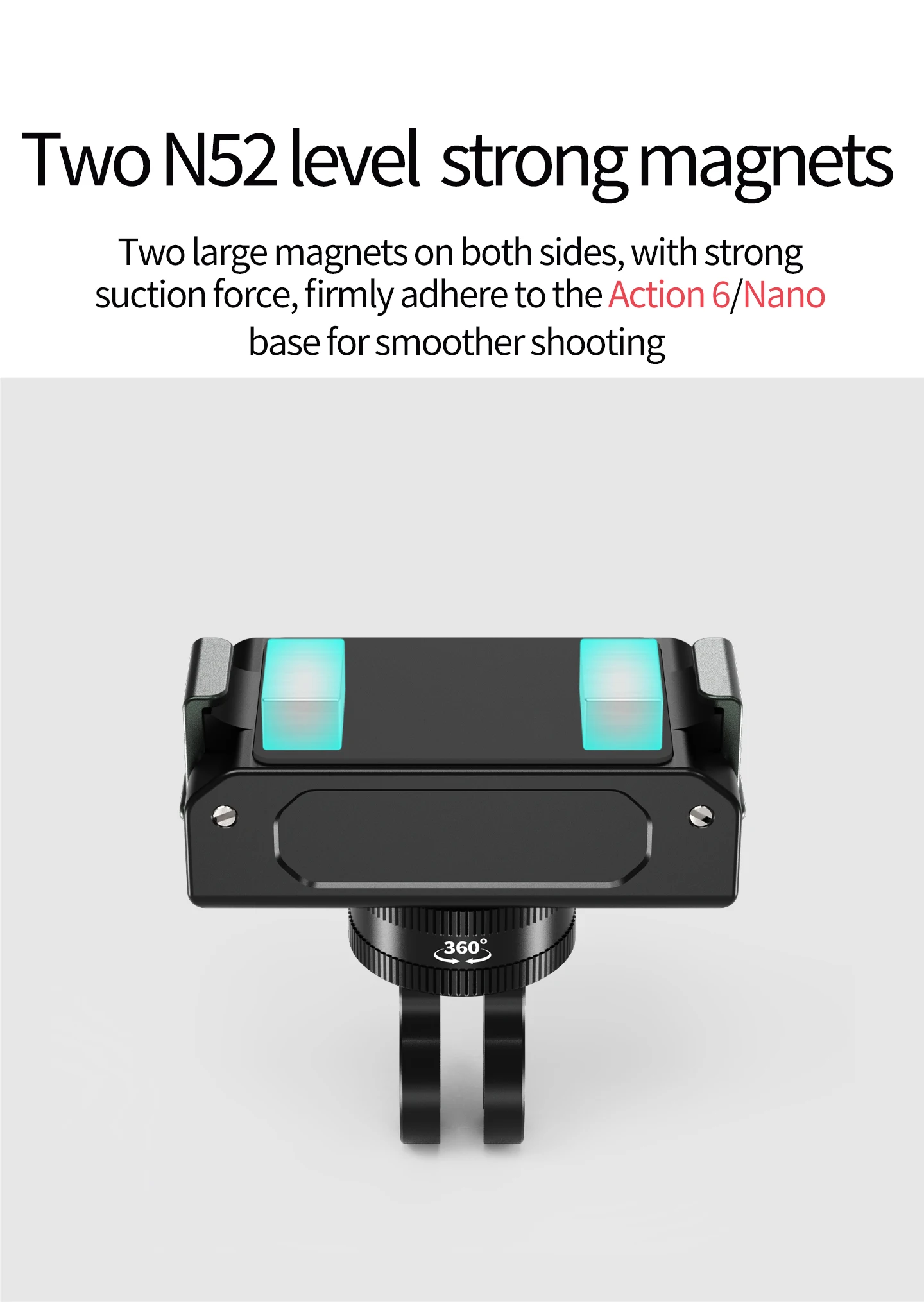 360 drehbarer Stativadapter, magnetische Halterung für DJI Osmo Nano Action 6, Kamera, POV, Vlog, Selfie-Stick, Helm, Schnellwechselhalterung – Detail 26