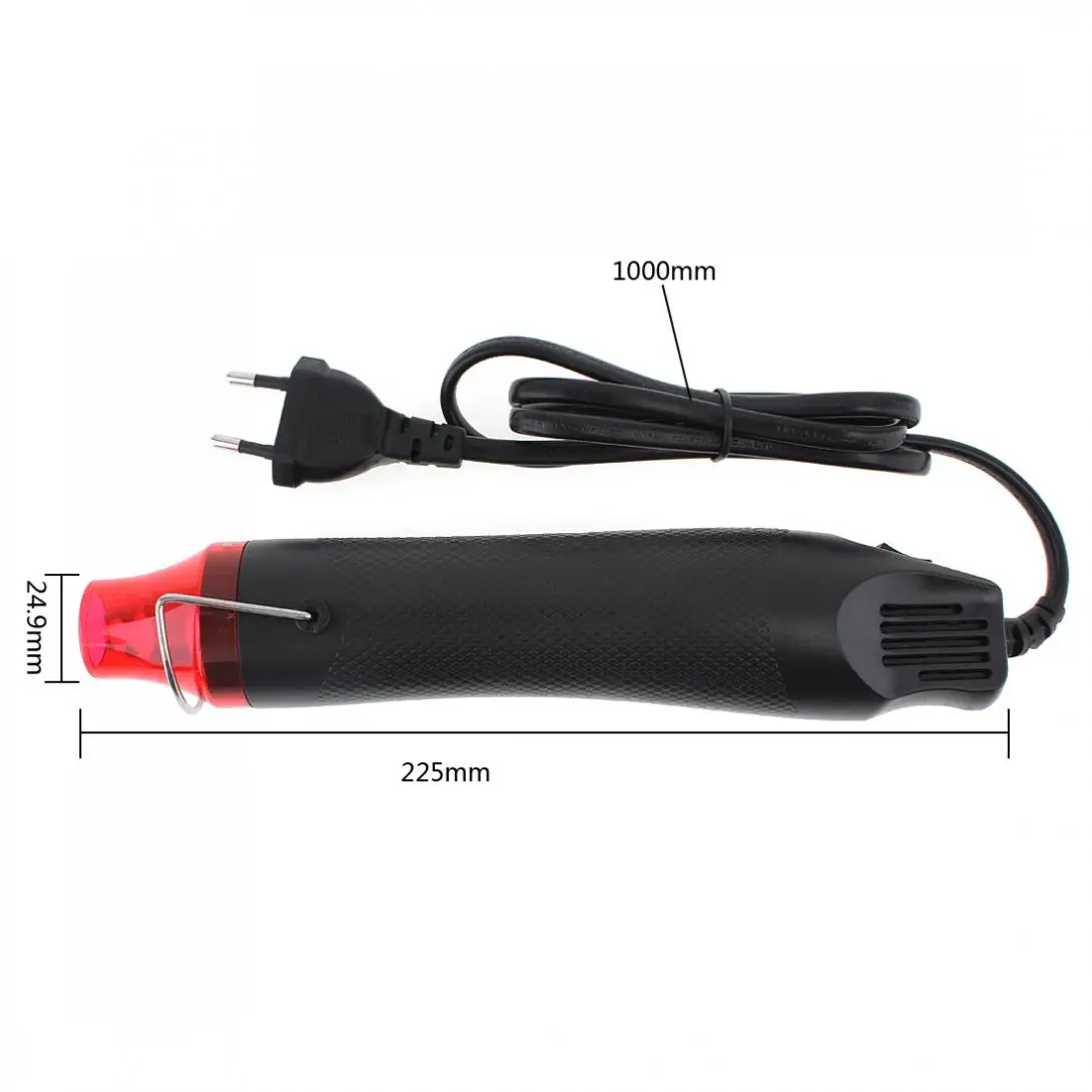 Hot Air Gun 220V 300W DIY Using Heat Gun Electric Tool with Shrink Plastic and Black Surface for Heating DIY Accessories EU Plug