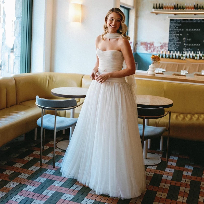 

Eightree Boho Beach Princess Wedding Dresses Sweetheart Tulle Evening Bridal Dress White Long Wedding Ball Prom Gown Customized