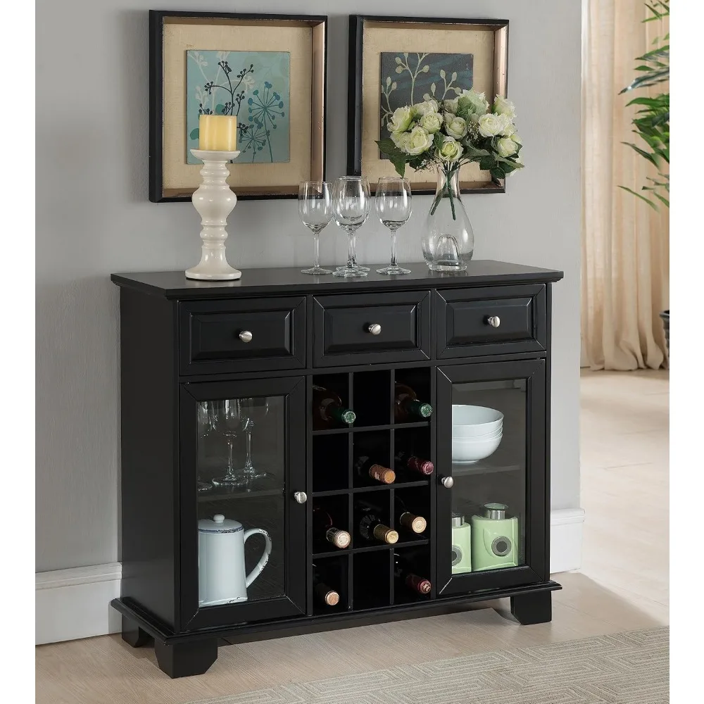 Brand Furniture Buffet Server Sideboard Cabinet with Wine Storage, Black