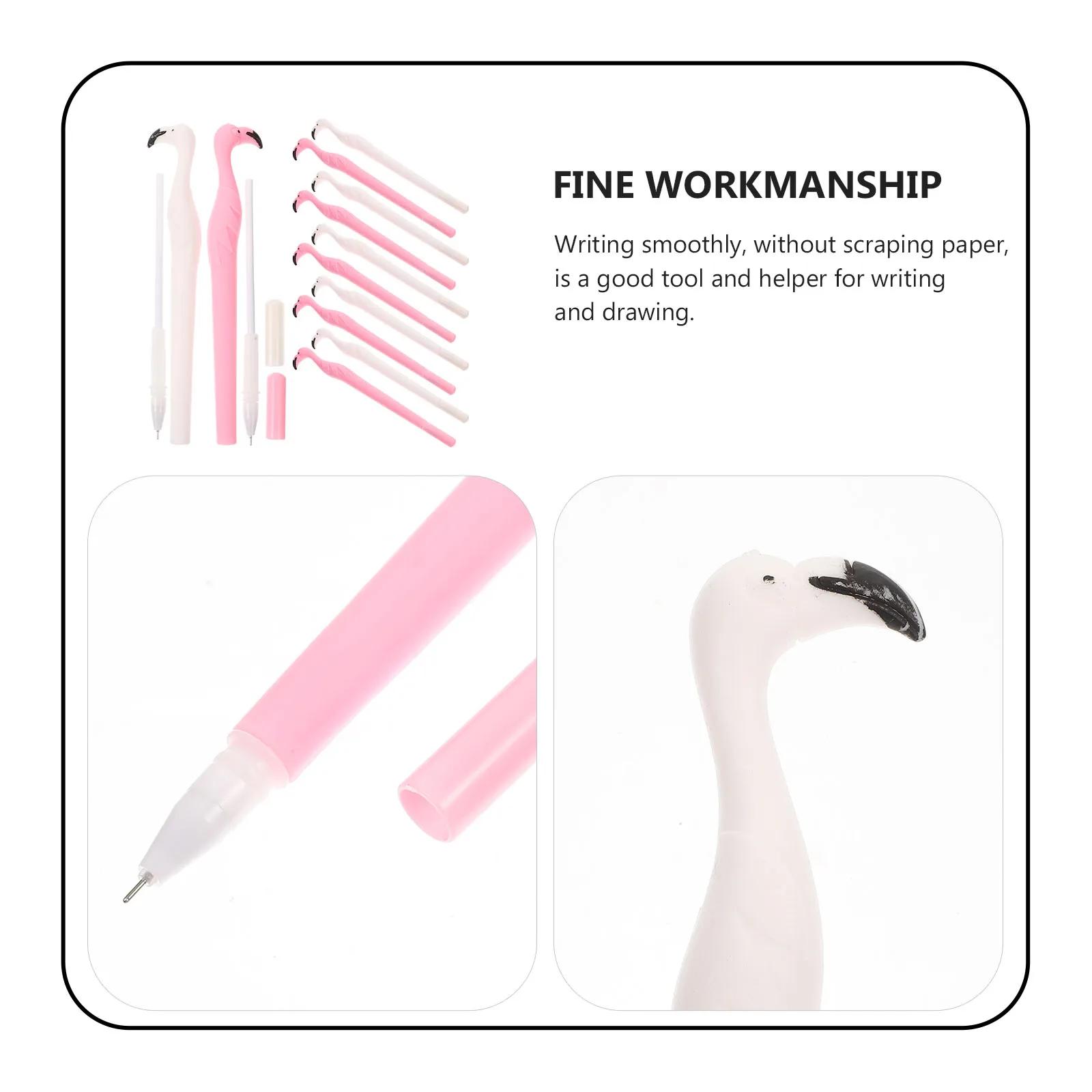 

12 Pcs Flamingo Plastic Fine Tip Gel Pens Smooth Writing Pens for Students Kids Gifts School Office Use