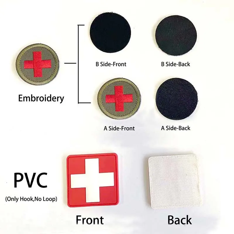 Outdoor First Aid Rescue Medical Cross Emblem Fabric Applique Embroidery,PVC Patch,Reflective Patches Military Tactical Badges