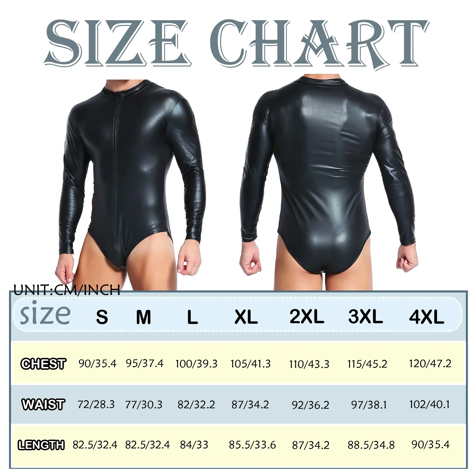 الرجال فو الجلود قطعة واحدة الدمى ارتداءها مثير سستة طويلة الأكمام الجوارب Catsuit حللا رومبير الذكور ليلة كلوبوير ازياء