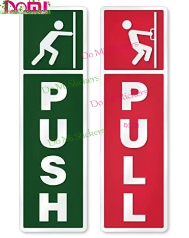 Push & pull rosso e verde, automóvel, furgone, decalcomania, negócio porta deslizante sinal de acesso etiqueta e adesivo push-pull vermelho