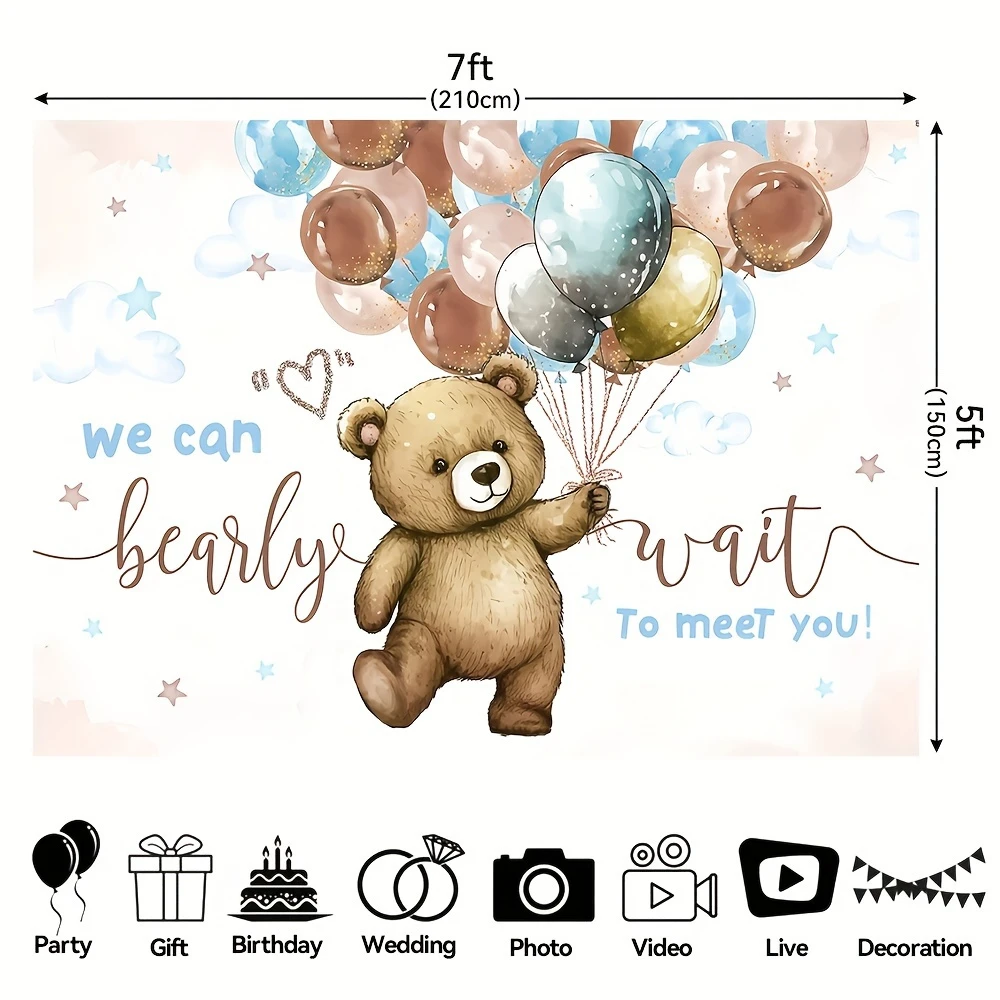 Baby shower decoration watercolor balloon teddy bear baby shower boy background decoration studio props