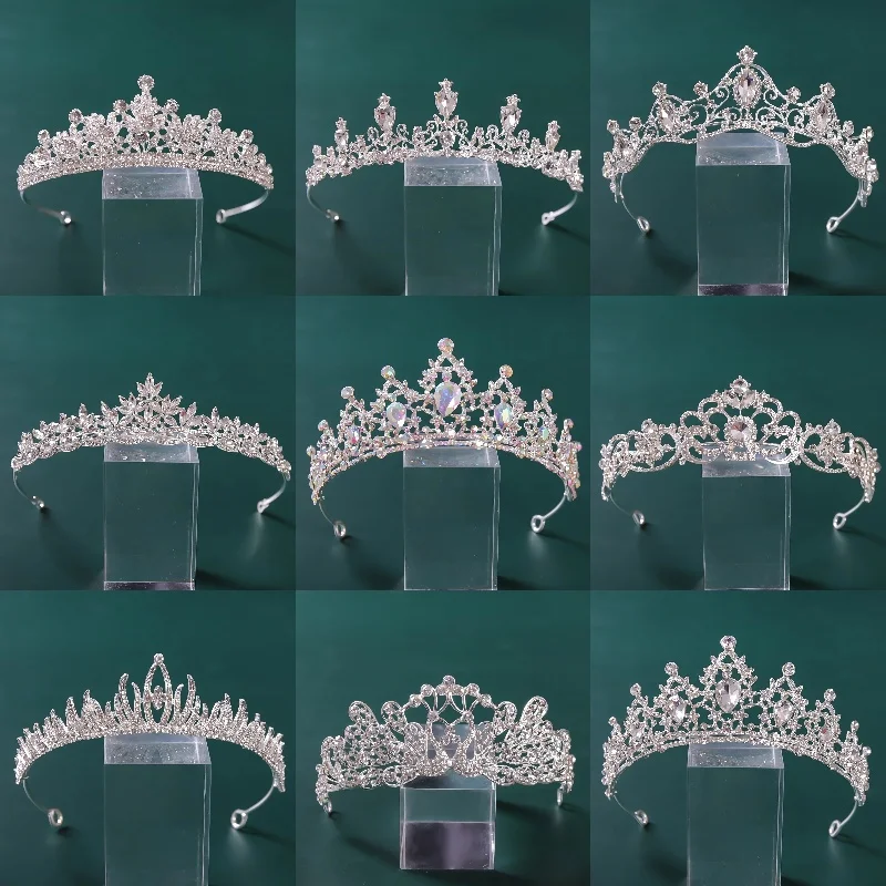 Rhinestones Crystal Crown Tiaras Bridal Hair Jewelry Wedding Hair Accessories Women Bride Princess Crown Queen Party Headband