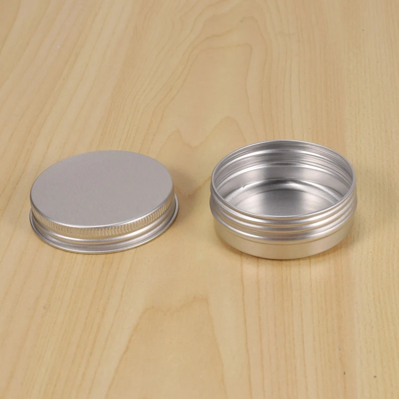 ABJY-حزمة مكونة من 120 علبة علب ألومنيوم مستديرة ذات غطاء لولبي - زجاجة حاوية من القصدير المستديرة بغطاء لولبي من الألومنيوم