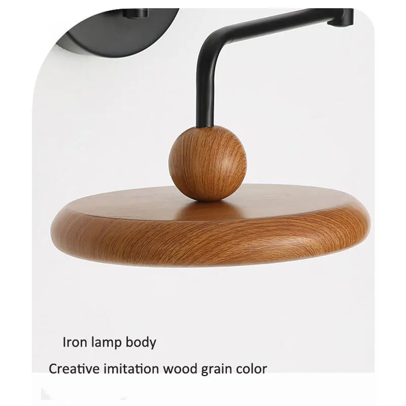 Retro Movable Retractable Wall Lamp American Creative Wood Grain Corridor Lamps European Bedroom Headboard Wall Light