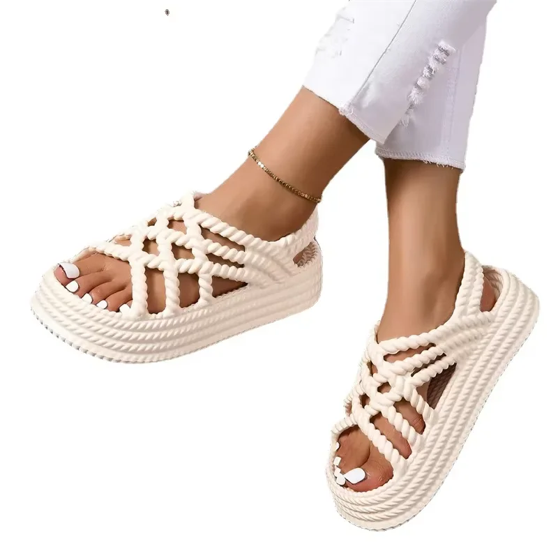 2024 New Summer Fashion Comfortable and Wear-resistant Thick-soled Beach Casual Sandals for Women, Trendy Heel Sandals