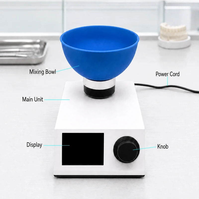 Dental Lab Mixer Magnetic Bowl Base One Knob Control Bubble Free Mixing Alginate Impression Material Gypsum Resin Mixing Machine