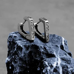 Fashion Vikings Celtic Minimalist Hoop Stainless Steel Earrings For Men Cool Punk Earrings Hip Hop Vintage Jewelry