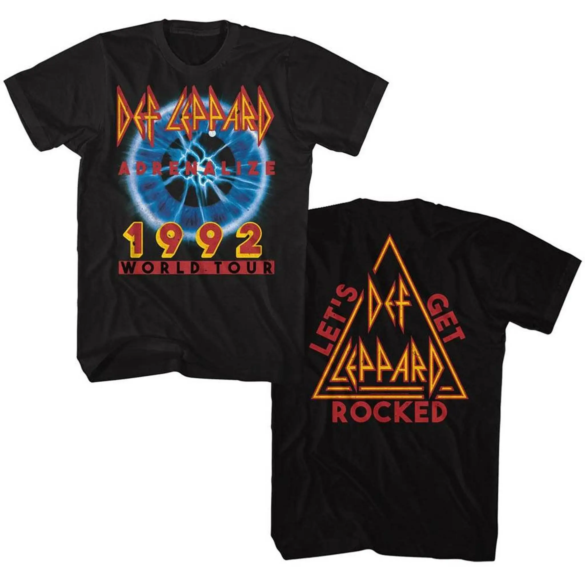 Camiseta preta para adultos da Def Leppard Adrenalize Tour, camiseta masculina e feminina solta e respirável para o verão