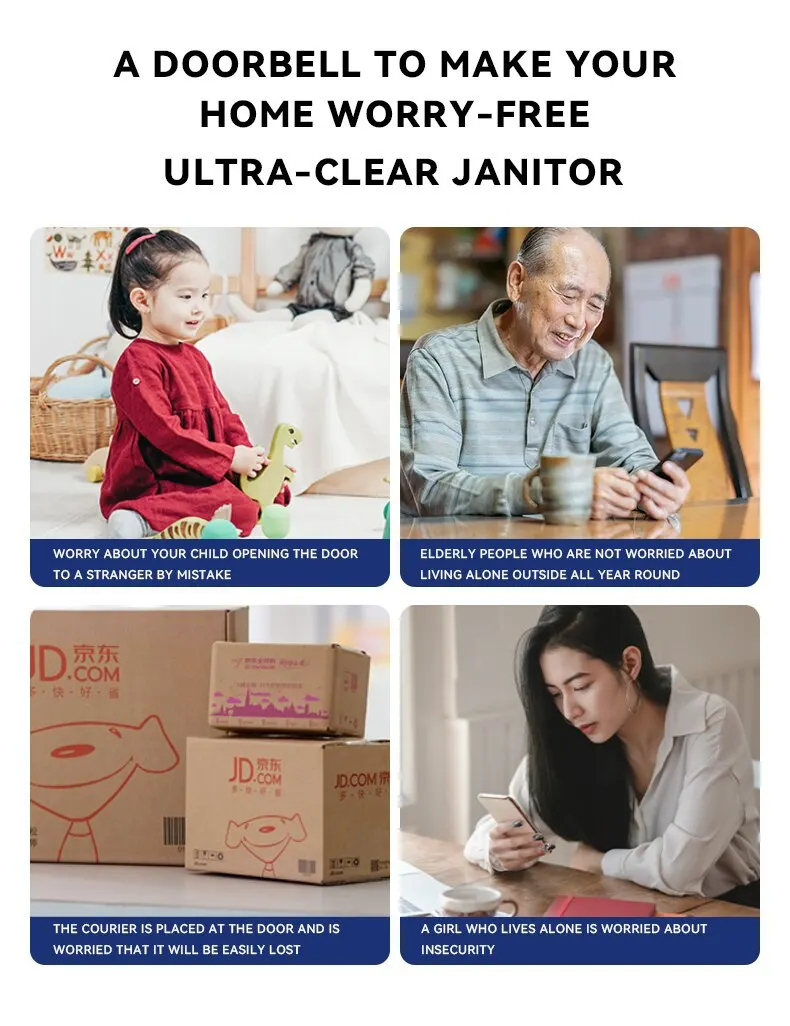 Smart wireless doorbell Camera WiFi Video  Intercom Night Vision Voice change Rechargeable built-in battery wifi doorbell