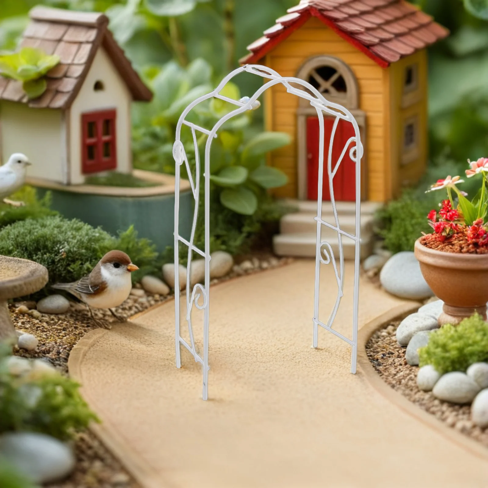 미니 웨딩 아치 철제 공예 아치 장식 인형집 정원 요정 장면 미니어처 풍경 장식 인형집 아치 배경