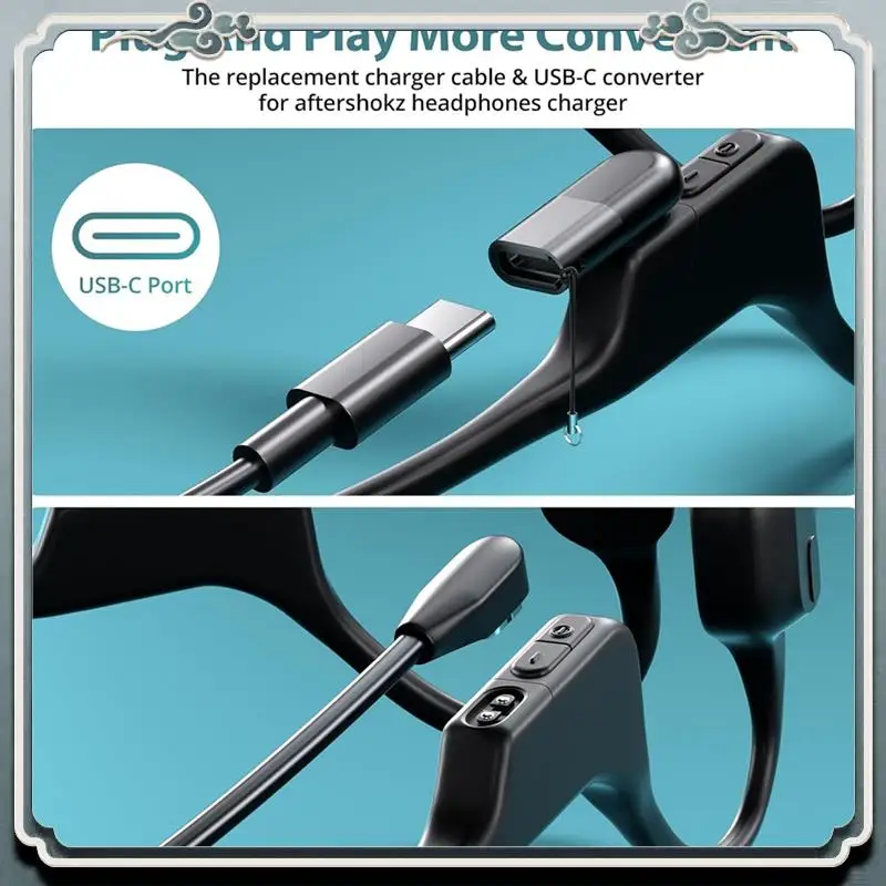 Premium 3.3Ft Charging Cable For Aftershokz With 2-Pack USB Adapter,USB Magnetic Charger Cord For Shokz Aeropex AS800/S803/S810
