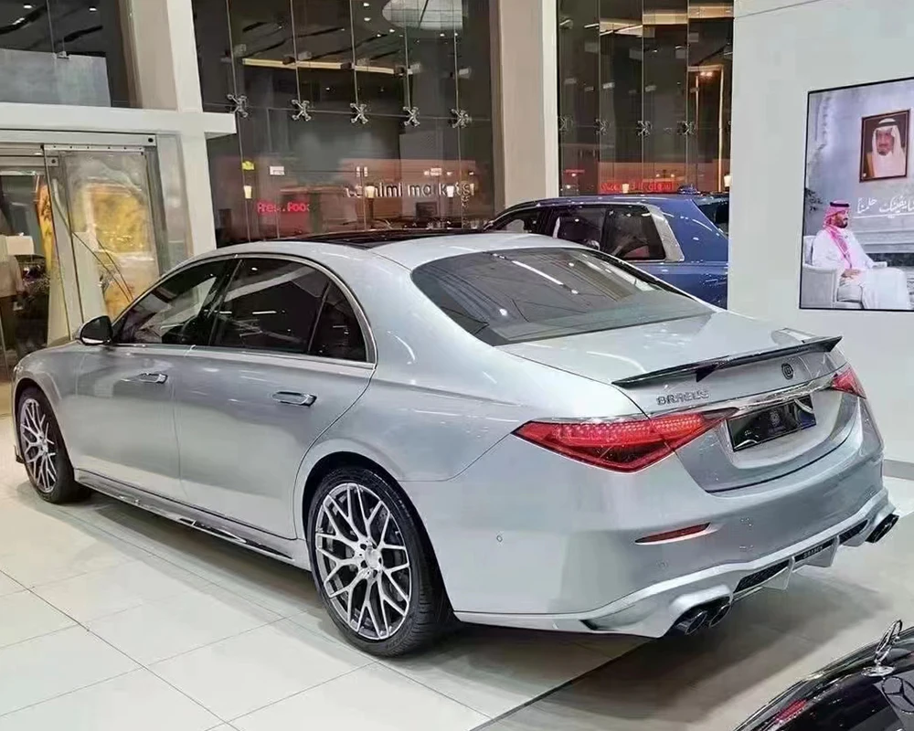 W223 S-Class Brabus Style Tail Wing Glossy Black ABS n Carbon Fiber Boot Spoiler Non-destructive Installation For 2021 to 2024