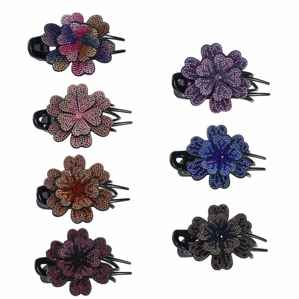 Headwear Girls Hairstyle Tools Resin Flower Hair Clip Rhinestone Duckbill Clip Female Hair Accessories Korean Style Hairpin DIY