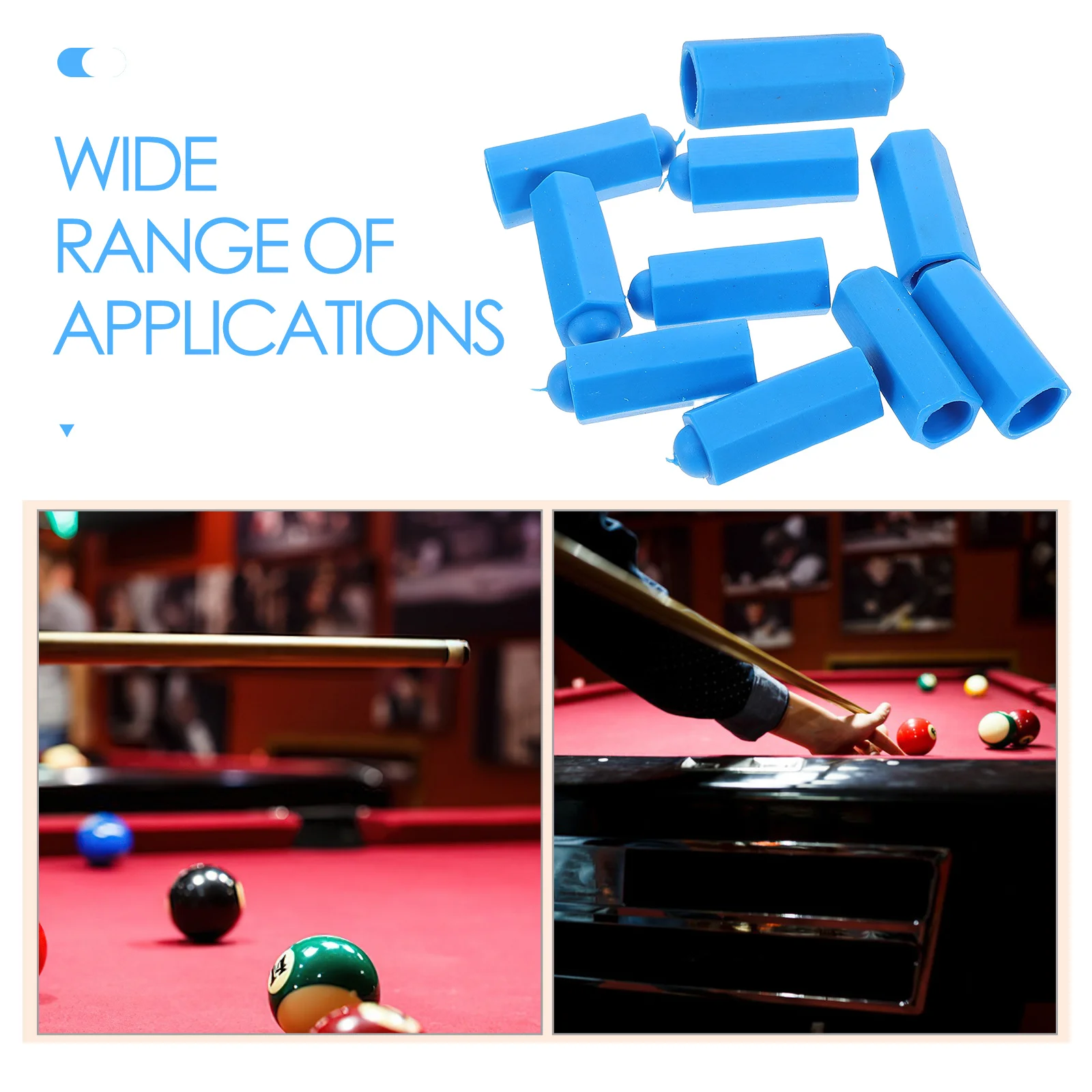 ที่ครอบหัวคิวบิลเลียดแบบพกพา 10 ชิ้น ป้องกันการลื่นไถล ทำจากยางนุ่ม อุปกรณ์เสริมสำหรับคิวพูล อุปกรณ์ป้องกันไม้คิวพูล