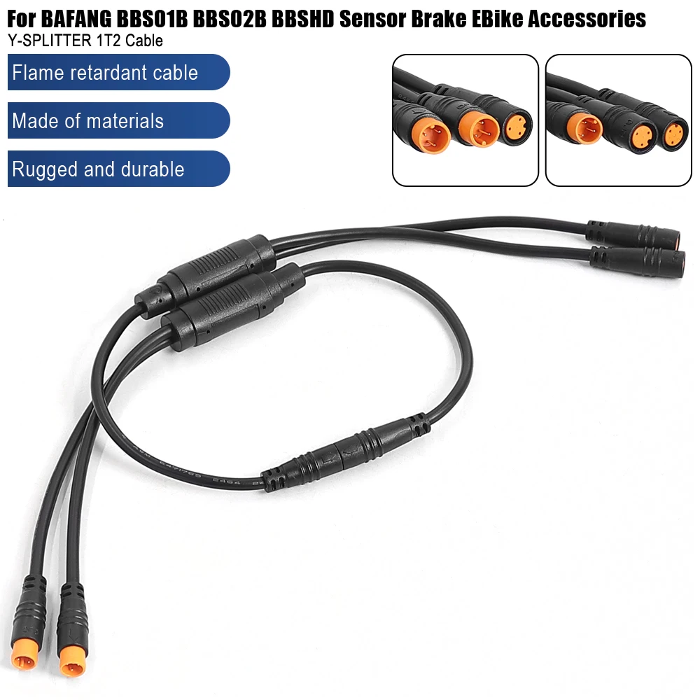 Elektrofahrrad Y-SPLITTER 1T2 Kabel wasserdicht mit 3-poligem Stecker für BAFANG BBS01B BBS02B BBSHD Sensorbremse Elektrofahrrad – Detail 1