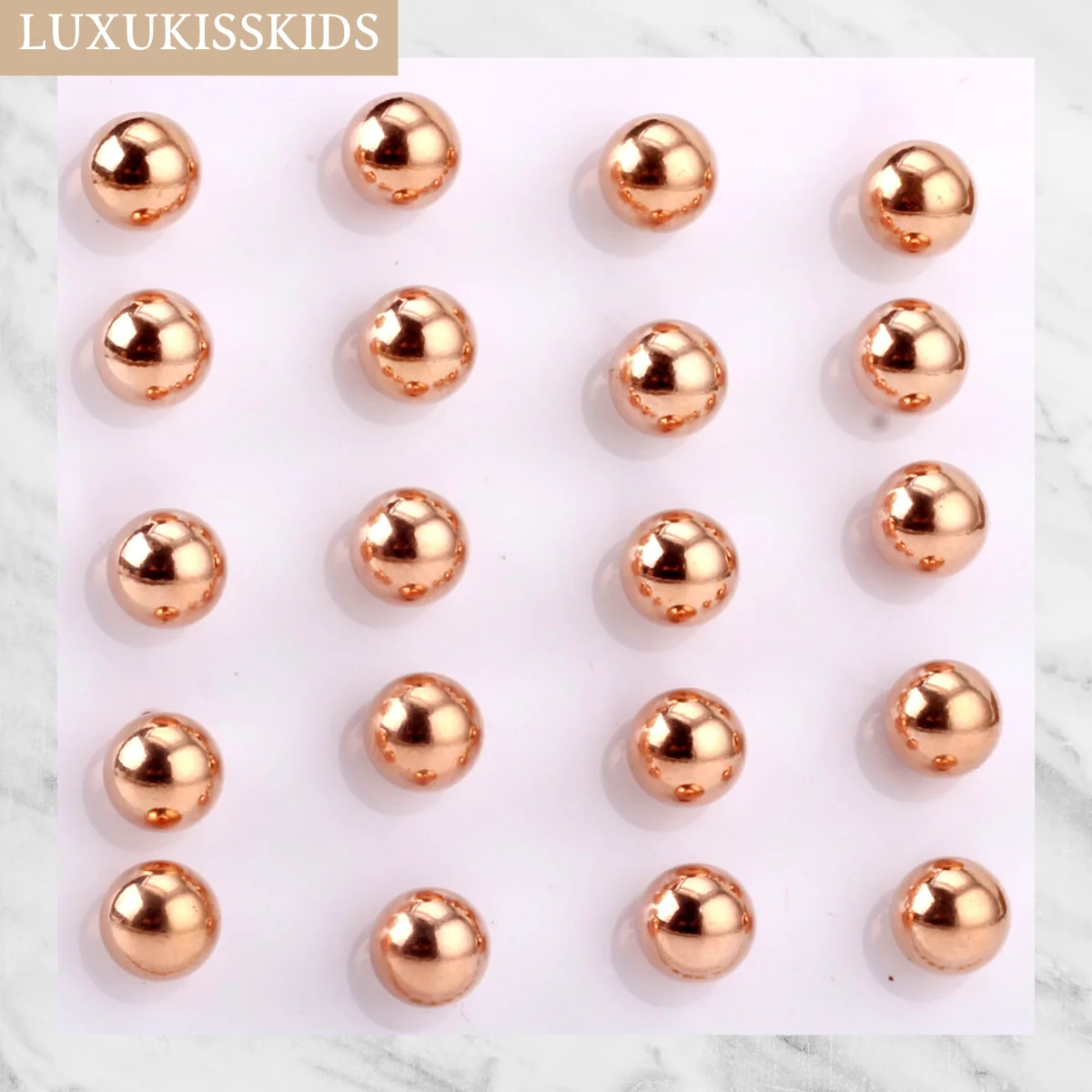 LUXUKISSKIDS 3-10MM Rose Gold Color Stud Earings Steel Cubic Round Ball Piercing Korean Fashion Wholesale Jewelry 10pairs/Lots