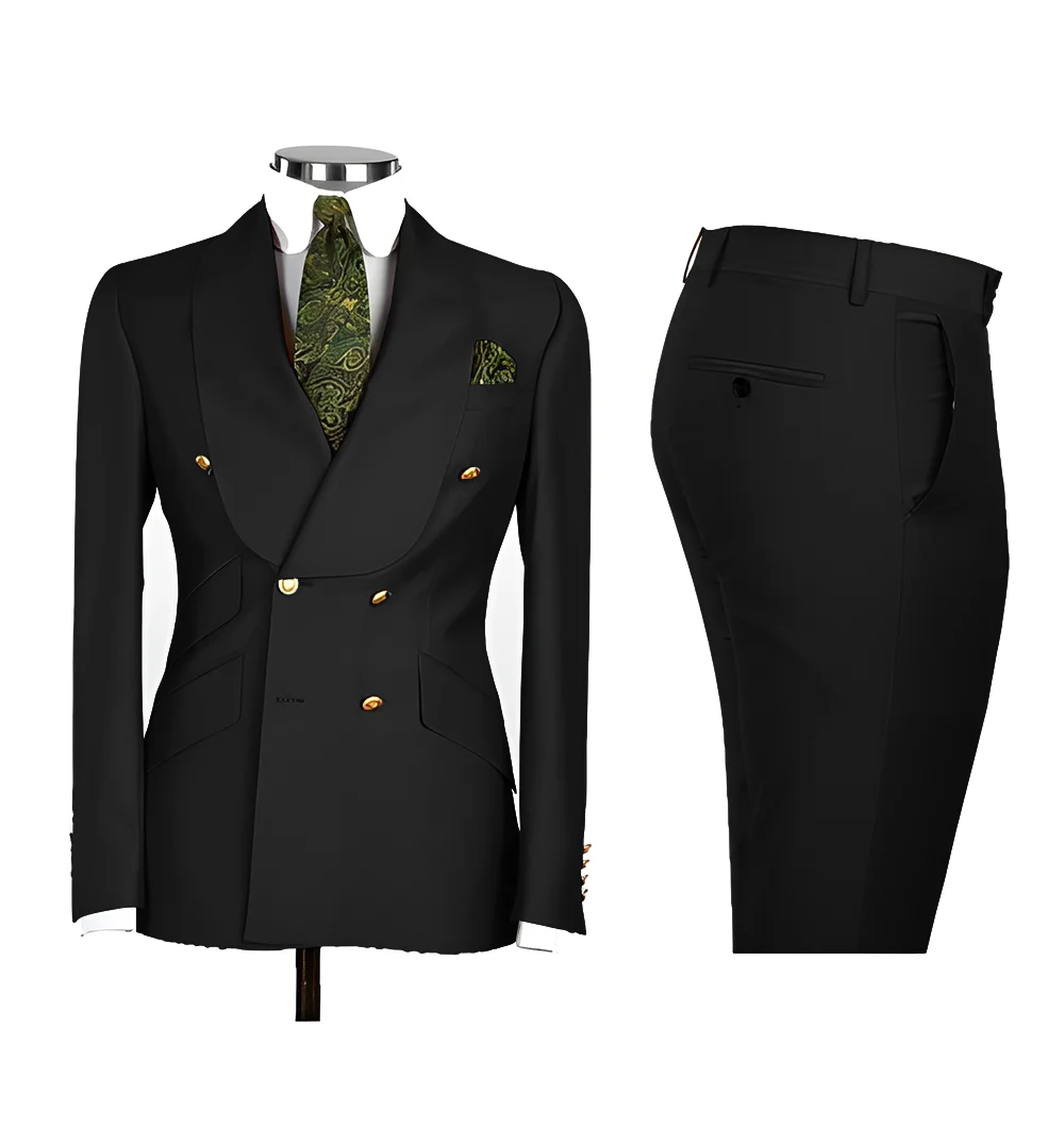 Orange Men's 2-piece Suit Double-breasted Blazer Wedding Groom Tuxedo Tailor-made Outfit XS-5XL Party Dress Male