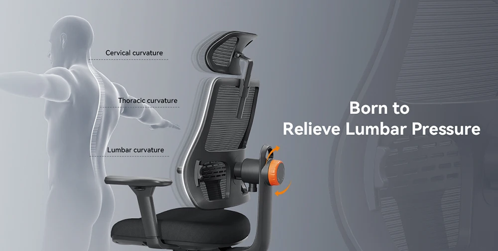 NEWTRAL MAGICH003 Ergonomischer Bürostuhl, automatisch ausgestellte Rückenlehne, adaptive Unterrückenstütze, Sitztiefe mit verstellbarer Kopfstütze – Detail 1