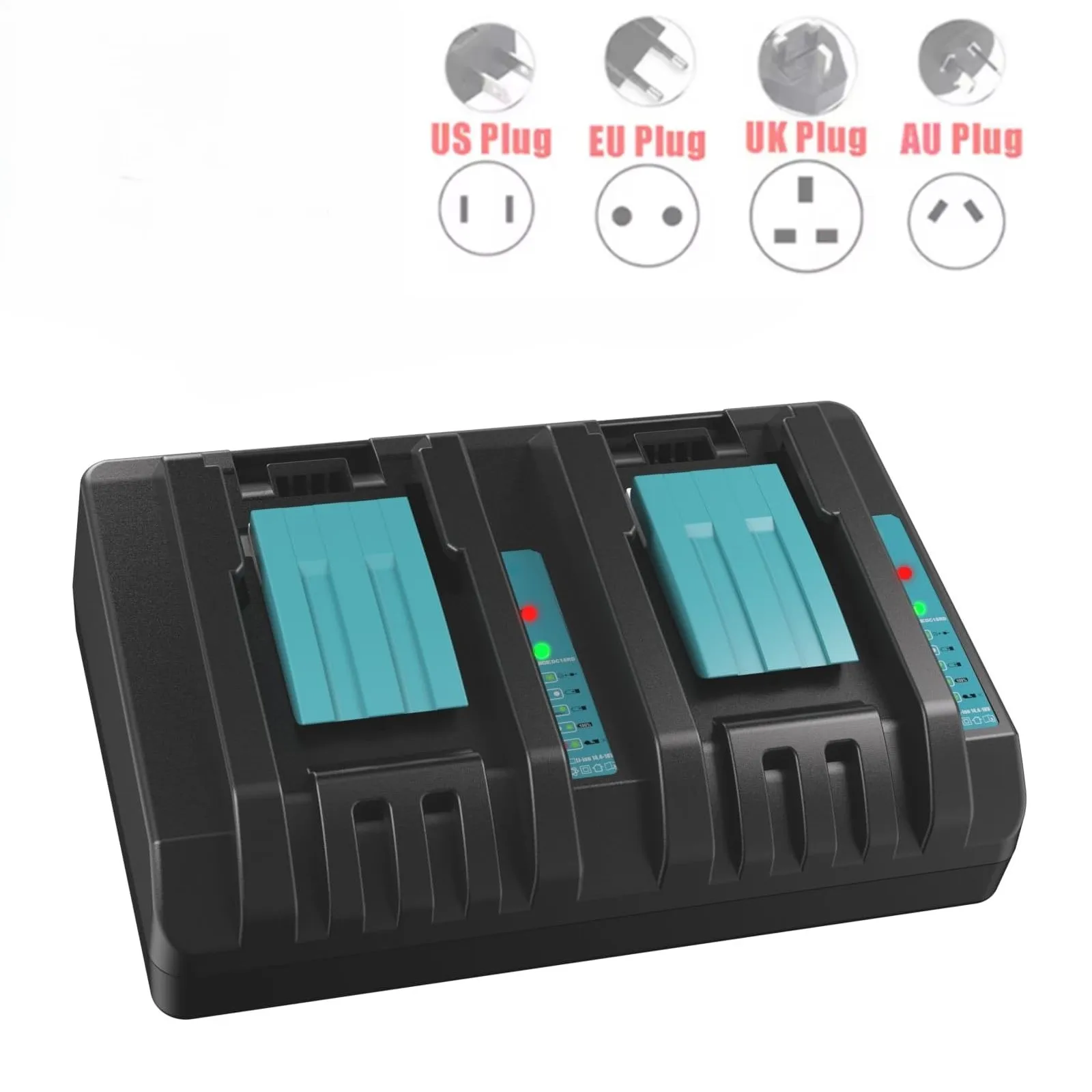 DC18RD 18V Dual Port Charger for Makita 14.4V 18V Lithium-Ion Battery BL1815 BL1820 BL1830 BL1850 BL1860 BL1840 BL1430 BL1415