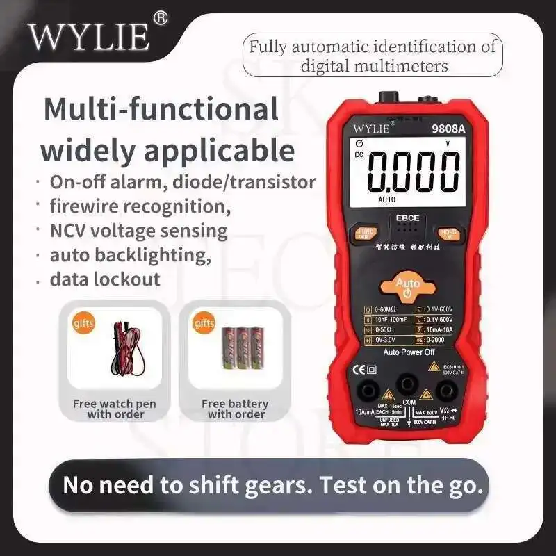 WL 9808A Intelligent Anti-Burn-in Fully Automatic Identification Digital Multimeter diode/transistor firewire recognition