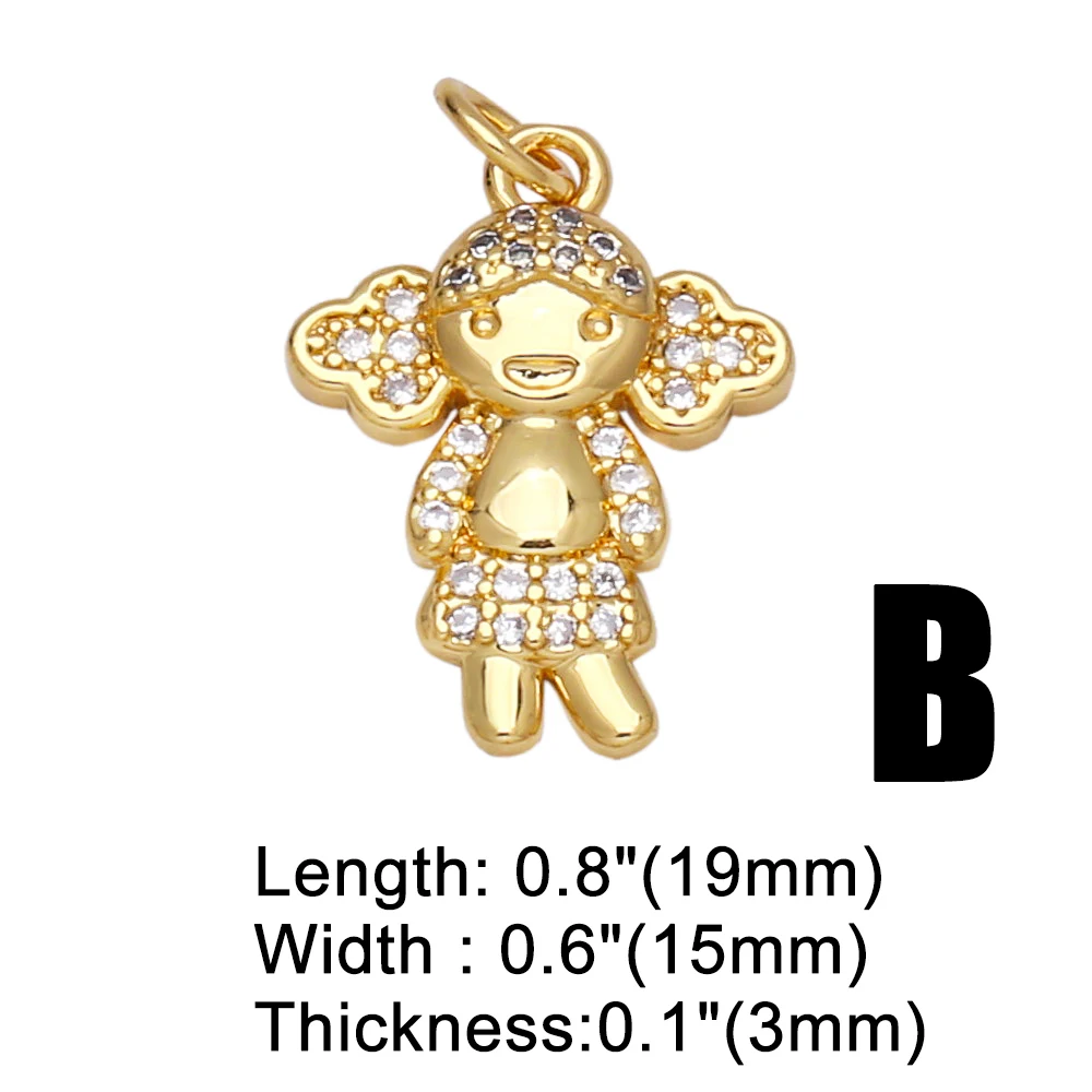 OCESRIO Moon Rabbitt Charms for Necklace Gold Plated Copper CZ Handmade Animal Girl Heart Pendant Jewelry Making pdta695