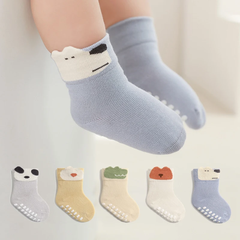 4/1 Pairs/Lot Cartoon Baby Floor Socks Non-Slip Glue Kids Socks Indoor Cooling Soft Cotton Toddler Socks For Newborn