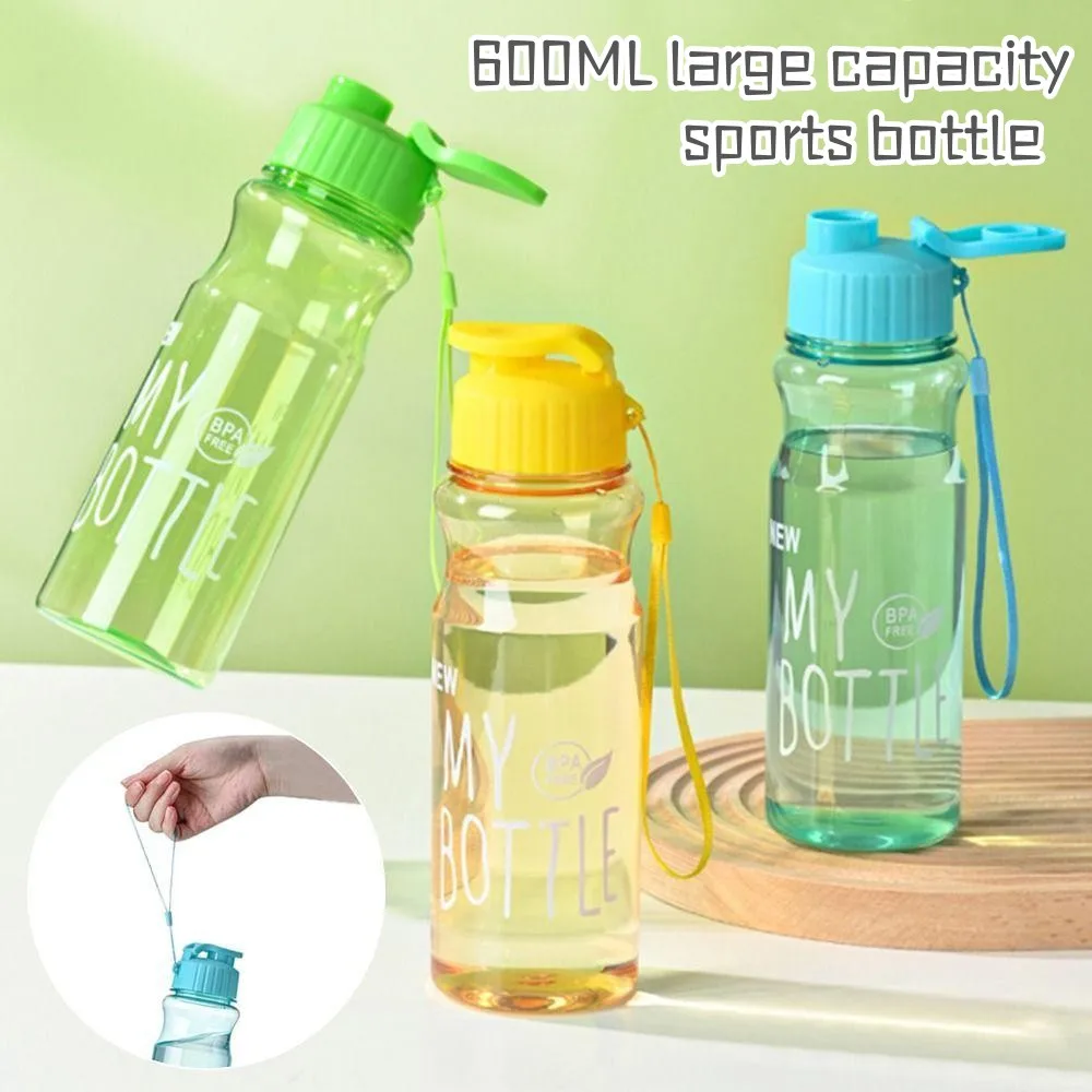 600ml Outdoor Large-capacity Cup Sports Water Bottle Portable Color Transparent Water Cup High Quality Bottle Plastic Cup Gift