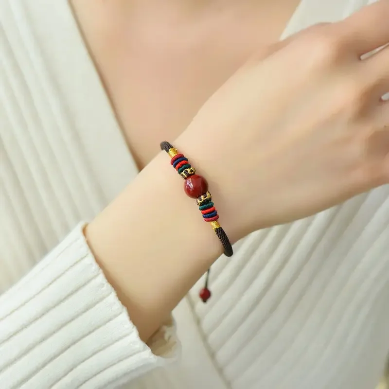 

Mineral Woven Red Rope Bracelet This Year Lucky Bead Couple's Premium Attracts Wealth To Ward Off Evil Jewelry