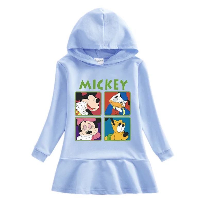 Miniso Disney Mickey Mouse und Donald Ente Polo2023 Frühling und Herbst Kinder Kapuze Sweatshirt Kleid Baumwolle Freizeit rock