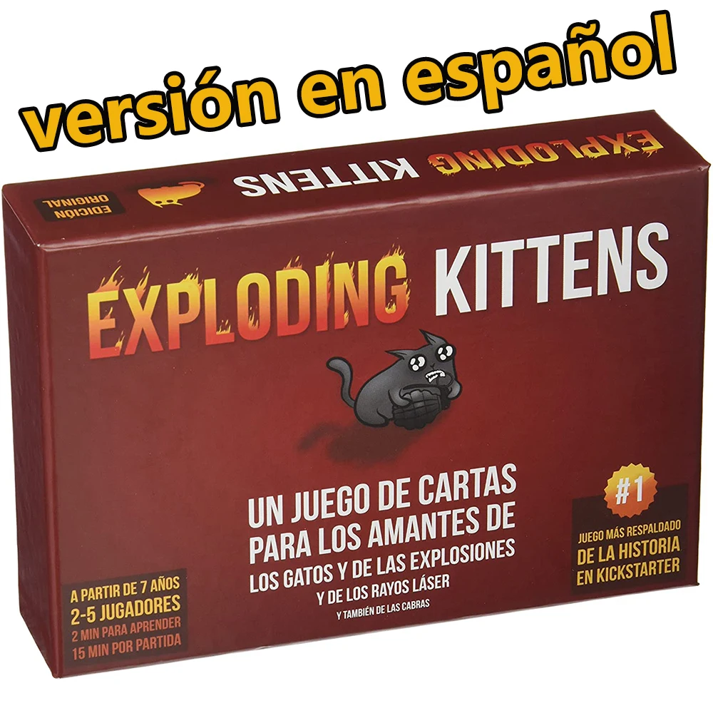 Exploding Kittens español Juego de cartas de gatitos explotantes, juegos de fiesta fáciles y amigables con la familia, juegos de cartas para