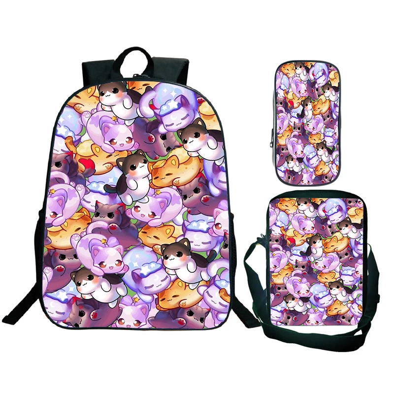 

Children 3Pcs/set Backpack Aphmau Cartoon Print School Bags for Boys Girls Waterproof Bookbag Laptop Backpacks Kids Bags Gift