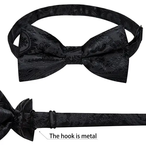 Men Black Paisley Vest Necktie Bowtie Pocket Square Cufflinks Dress Set жилетка мужская Classic 5 PCS Business Waistcoat for Man - Image 5