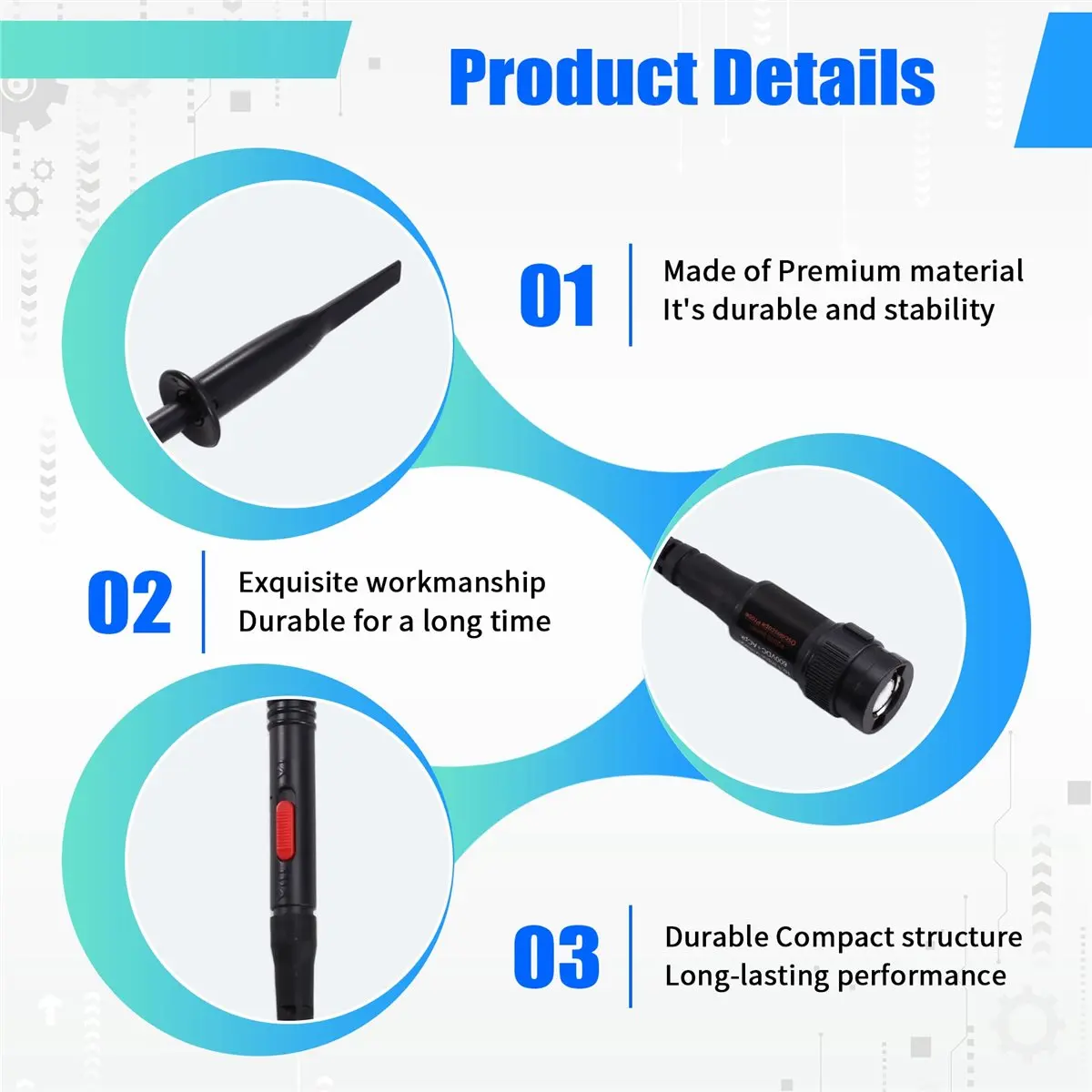 OKgood P2200 2pcs 200MHz Oscilloscope Probe X1/X10 Safe BNC Test Lead Clip Kit 10:1 Probe