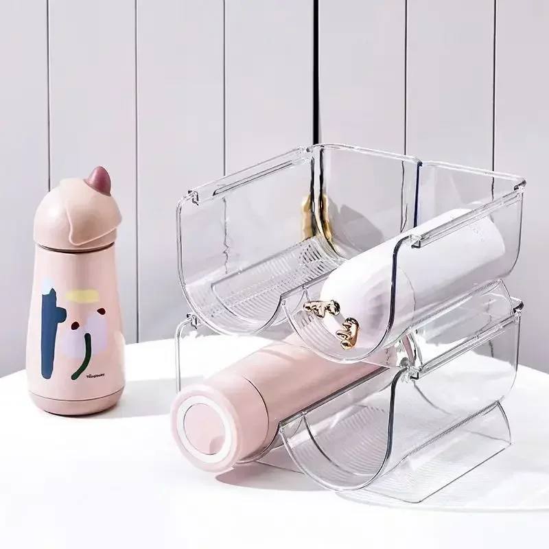 حامل أكواب قابل للتكديس، مناسب للخزائن، وحامل زجاجات المياه، وتنظيم تخزين المطبخ والتخزين، والثلاجة البلاستيكية #5