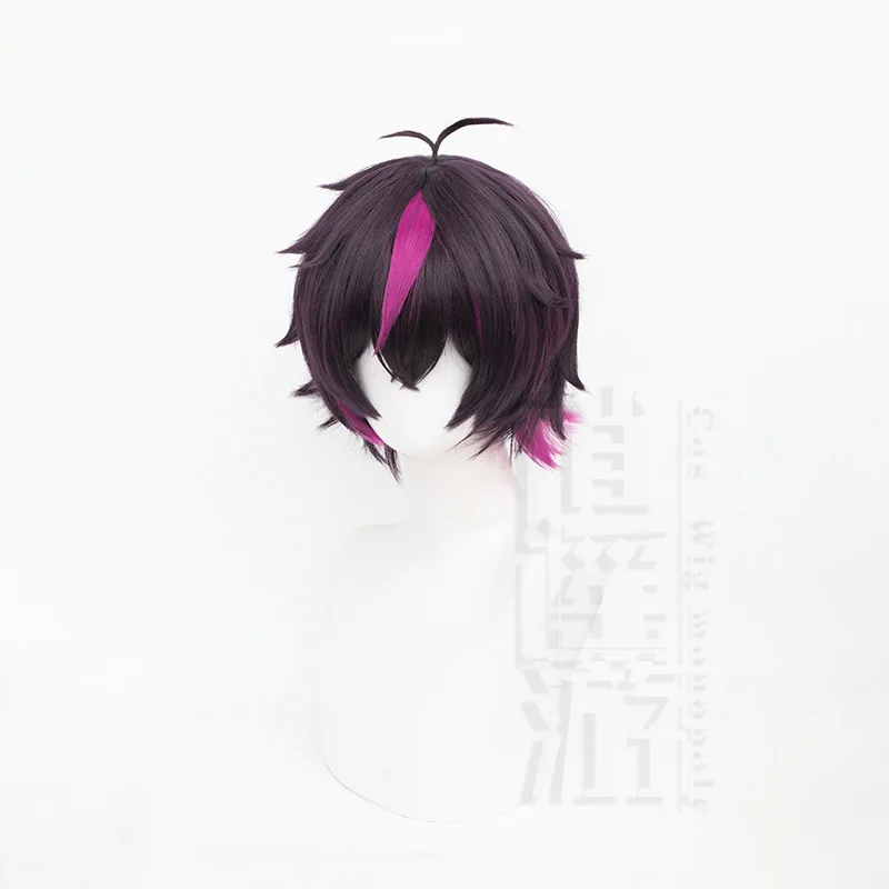 Anime Fragaria Memories Kurode Cosplay Wig 35CM Black Purple Heat Resistant Synthetic Hair Halloween Party Cosplay Wigs+wig Cap