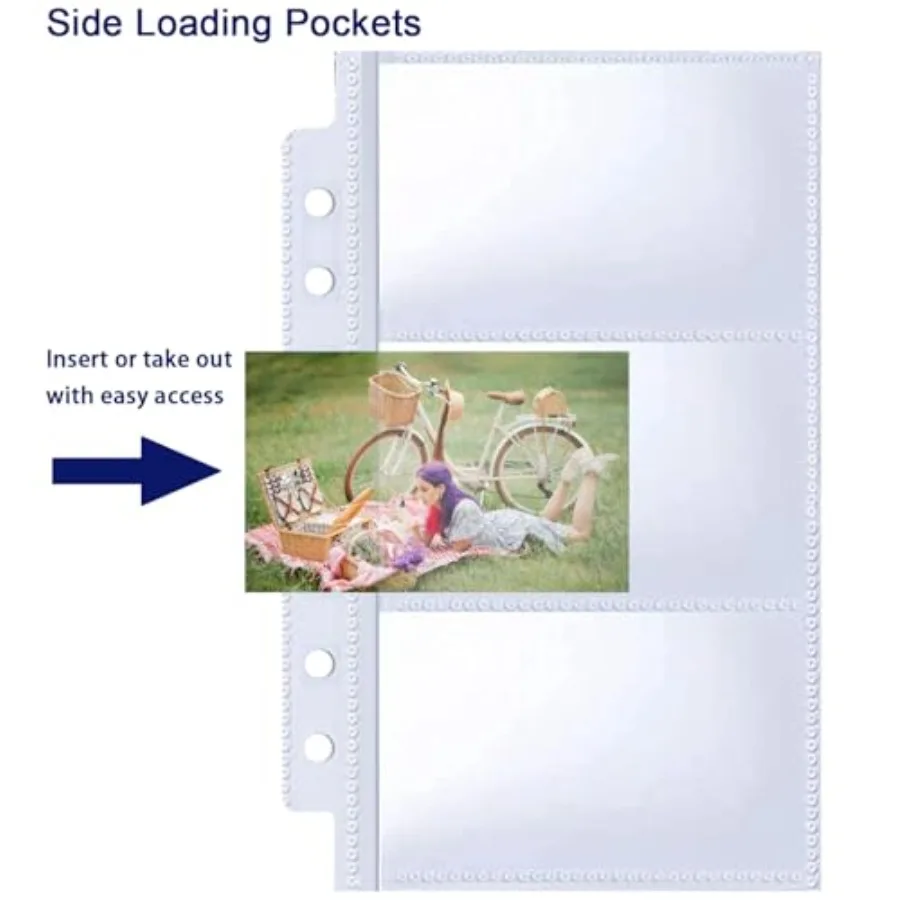 40 Pack 240 Pockets A6 Binder Business Card Sleeves UltraClear Kpop Photocard Sleeves Double Sided 3 Pocket 6 Ring Planner Refi