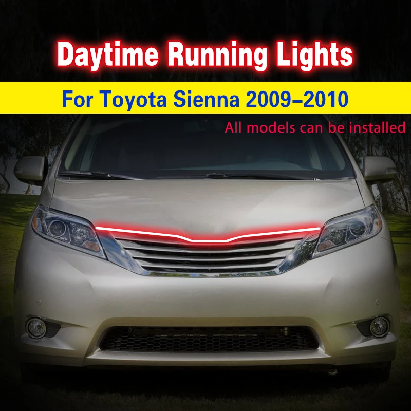 Daytime Running Light for Toyota Sienna 2009-2010 Flexible LED Car Headlight Fog Lamp Auto Decorative Atmosphere Lamps 12v