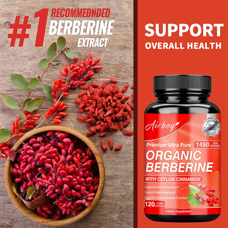 Berberine Capsules - with Ceylon Cinnamon - Blood Sugar Balance, Cardiovascular Health, Aid Digestion, Promote Metabolism