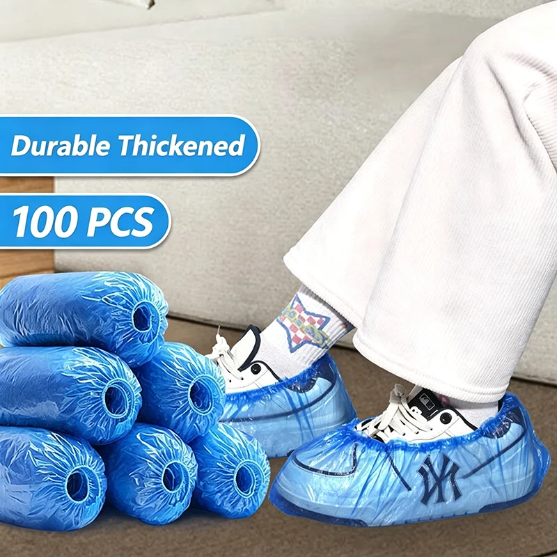 Disposable Shoe Covers, Thickened PE Material, Waterproof and Non-Slip, Suitable for Home, Travel, and Hospitals