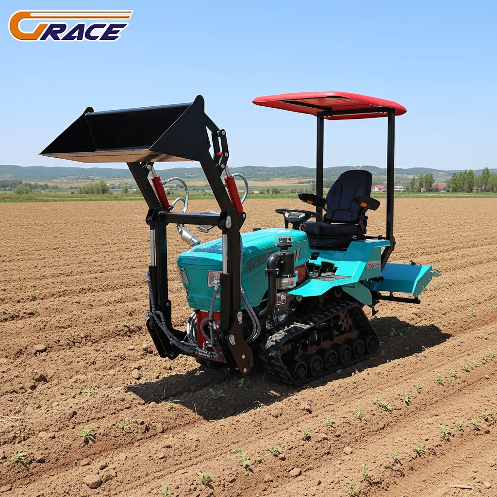 Customize Durable 35HP Mini Track Tractor EPA Farm Crawler Tractor Front Loader With Digger Plow Trencher